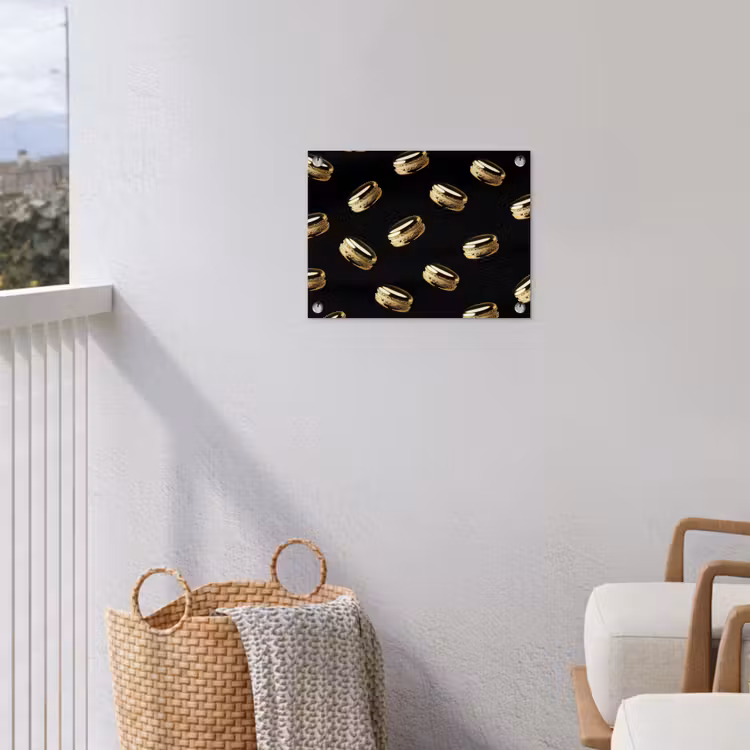 Tuinposter - Macarons - Patroon - Goud - Zwart — 5