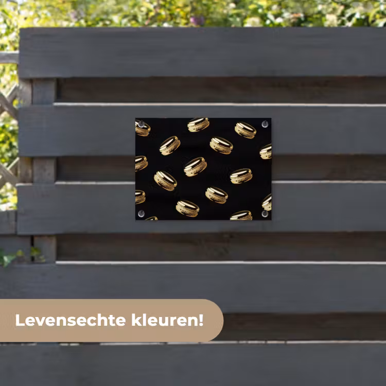 Tuinposter - Macarons - Patroon - Goud - Zwart — 6
