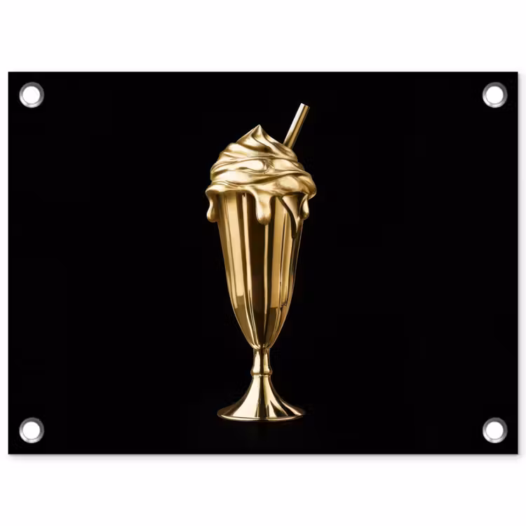 Tuinposter - Milkshake - Goud - Drinken - Zwart — 1