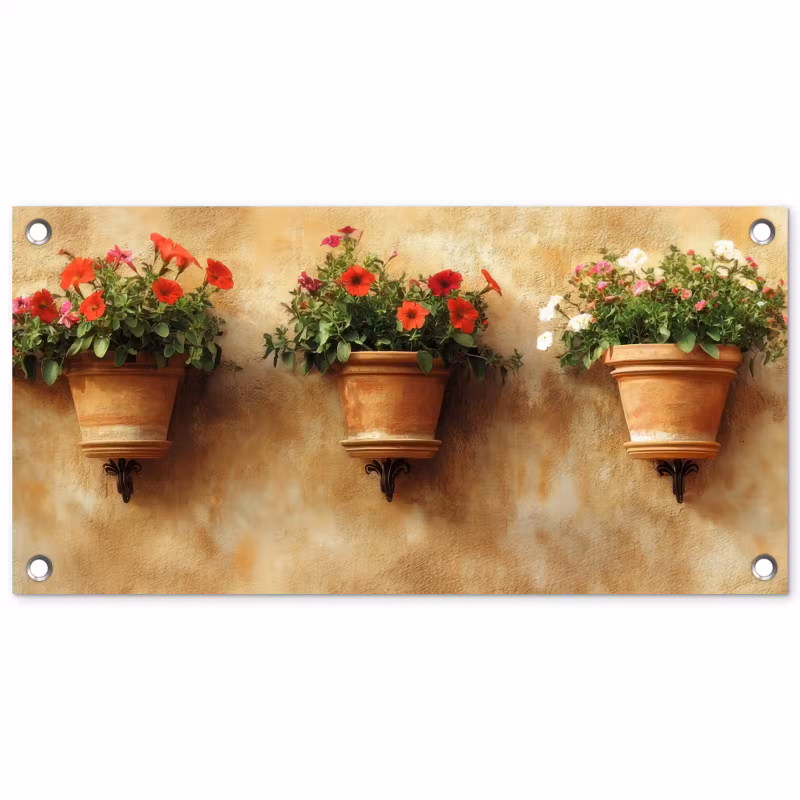 Tuinposter - Bloempotten - Muur - Vintage — 1