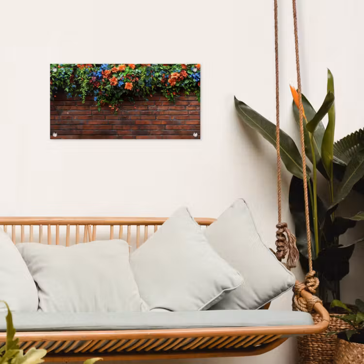 Tuinposter - Bloemen - Muur - Groen - Oranje — 4