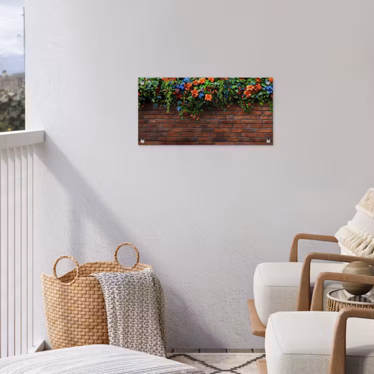 Tuinposter - Bloemen - Muur - Groen - Oranje — 5