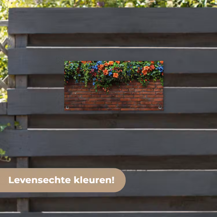 Tuinposter - Bloemen - Muur - Groen - Oranje — 6