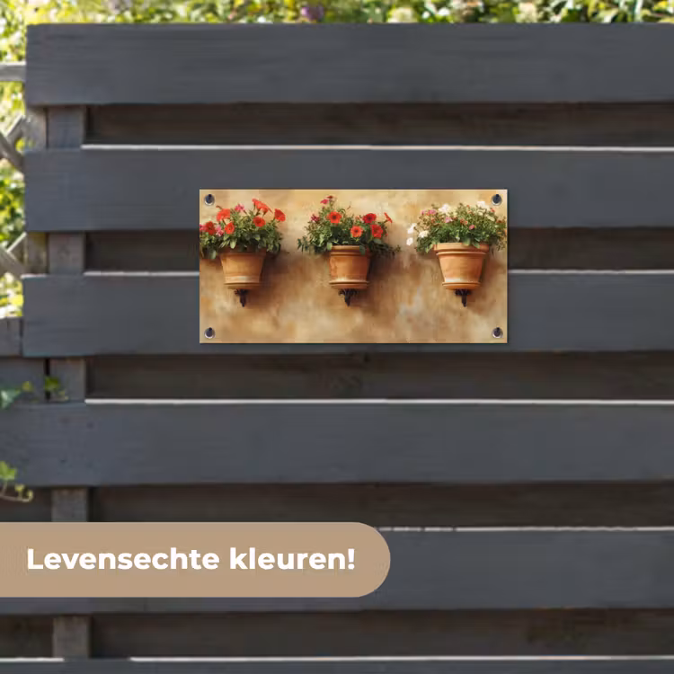 Tuinposter - Bloempotten - Muur - Vintage — 6