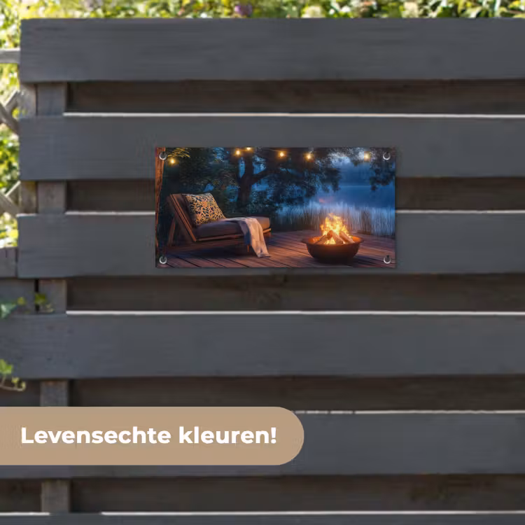 Tuinposter - Kampvuur - Meer - Avondlicht — 6