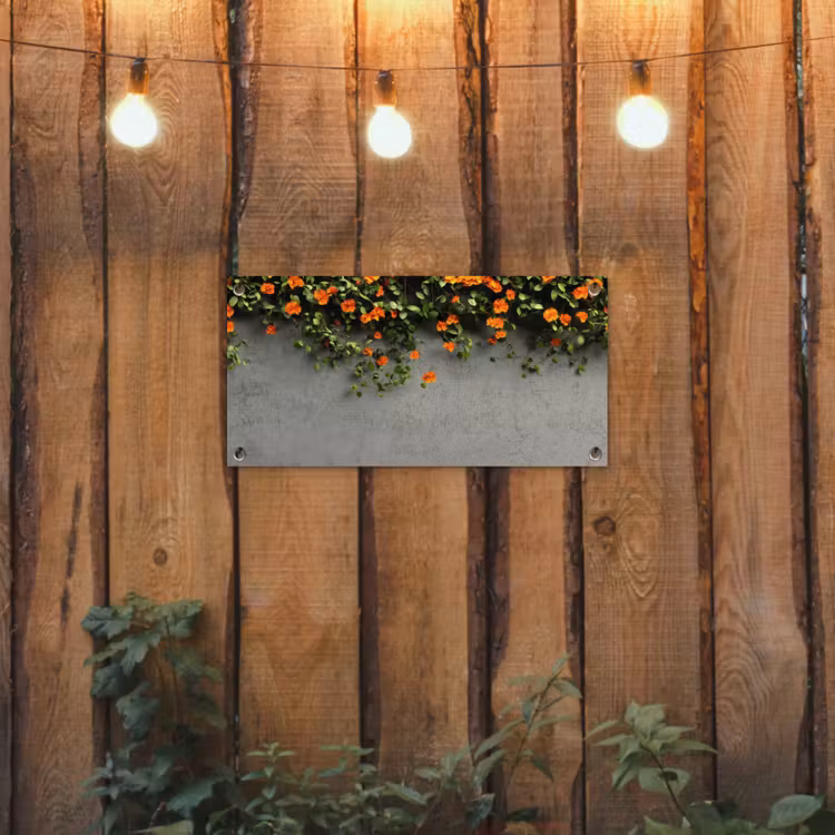 Tuinposter - Bloemen - Muur - Oranje — 3