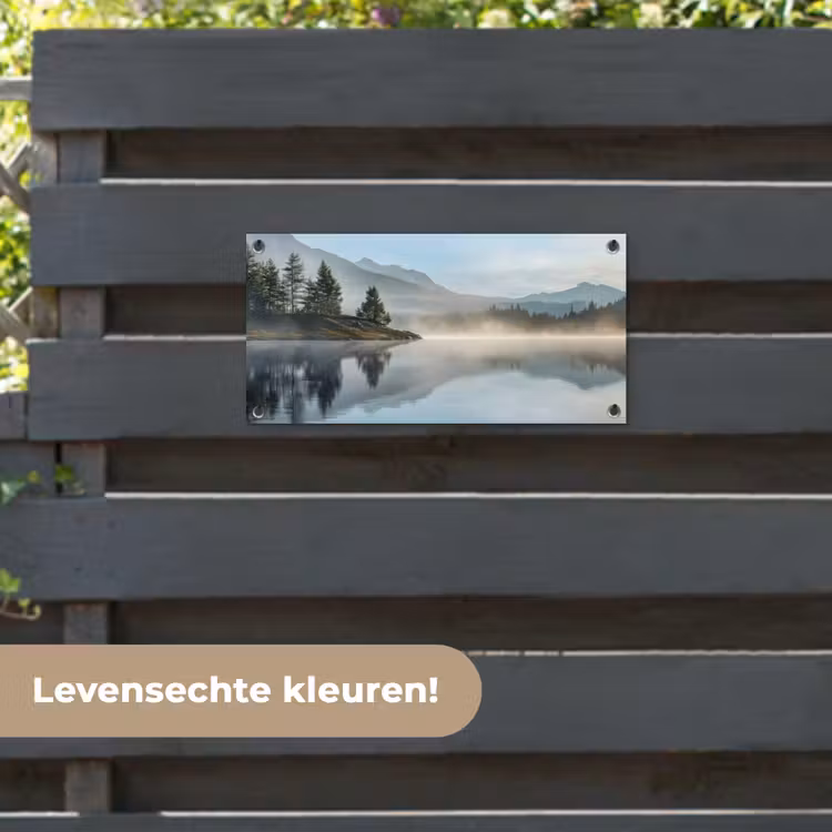 Tuinposter - Meer - Mist - Bergen - Landschap — 6