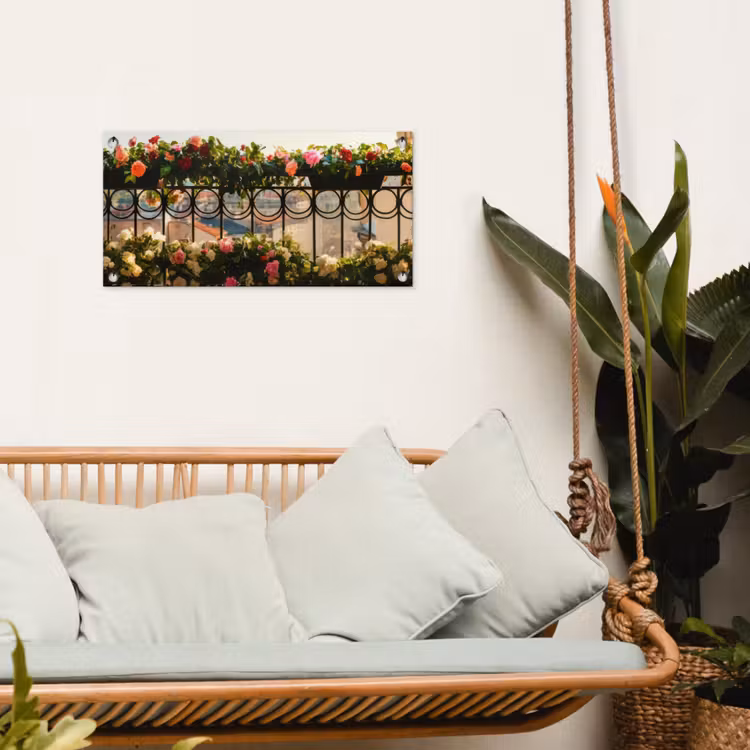 Tuinposter - Bloemen - Hek - Stadszicht - Zomer — 4