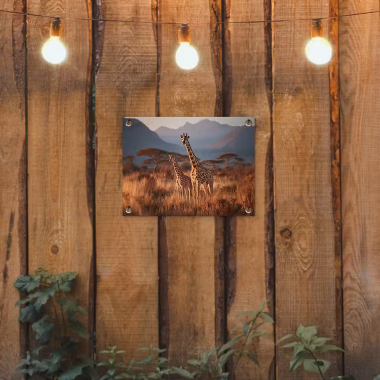 Tuinposter - Giraffen - Hoog gras - Acaciabomen — 3