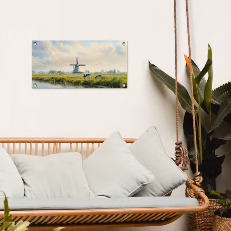 Tuinposter - Koeien - Windmolen - Weide - Blauw — 4