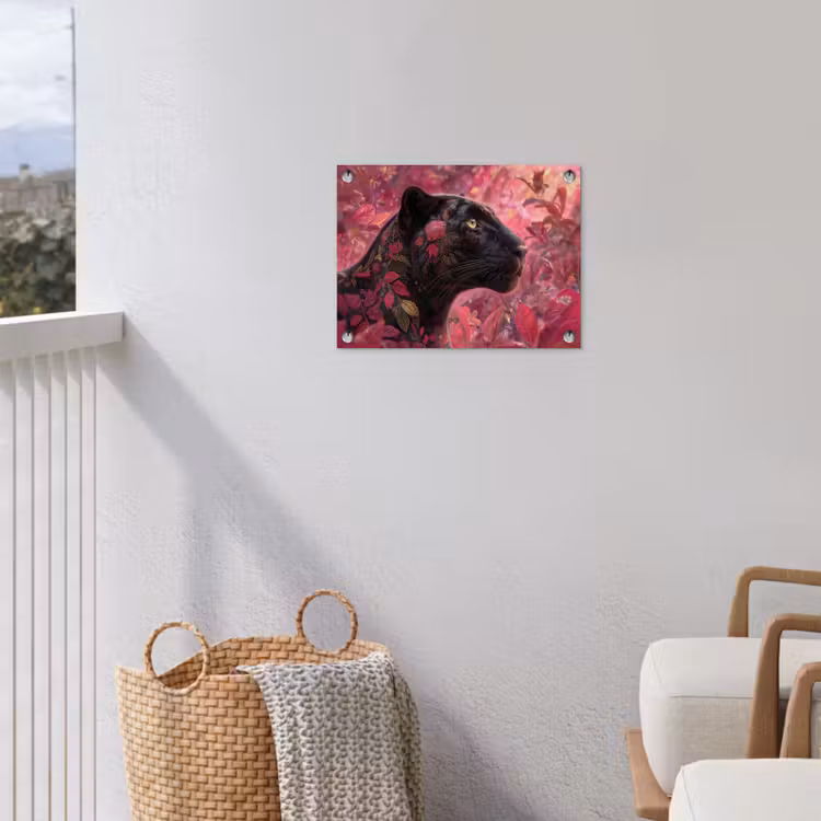 Tuinposter - Luipaard - Bloemen - Roze — 5