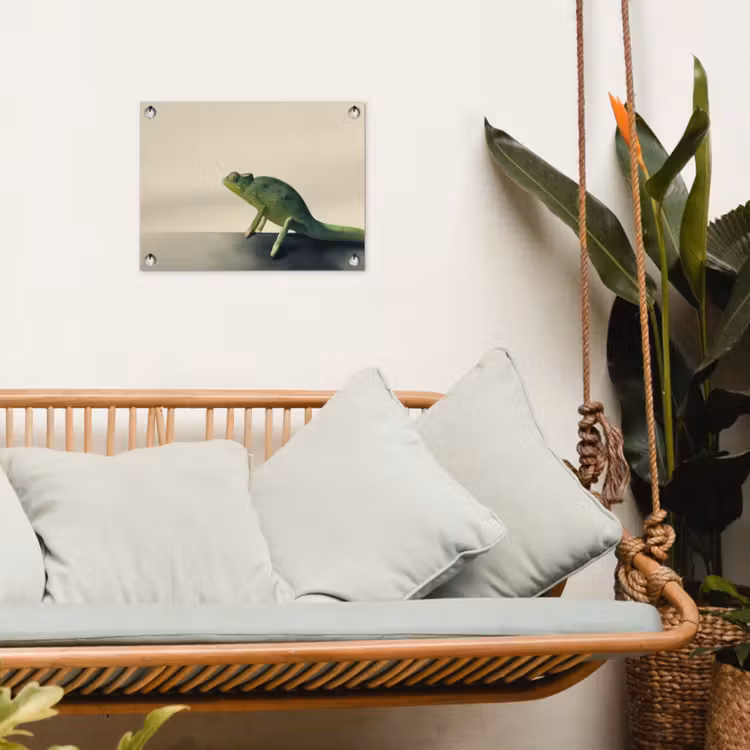 Tuinposter - Kameleon - Groen - Minimalistisch — 4