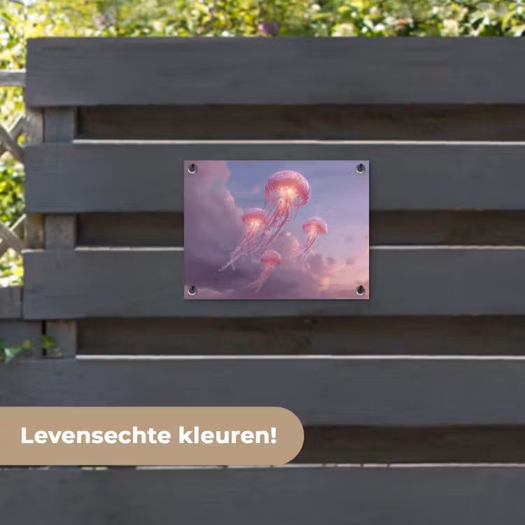 Tuinposter - Kwallen - Roze - Wolken — 6