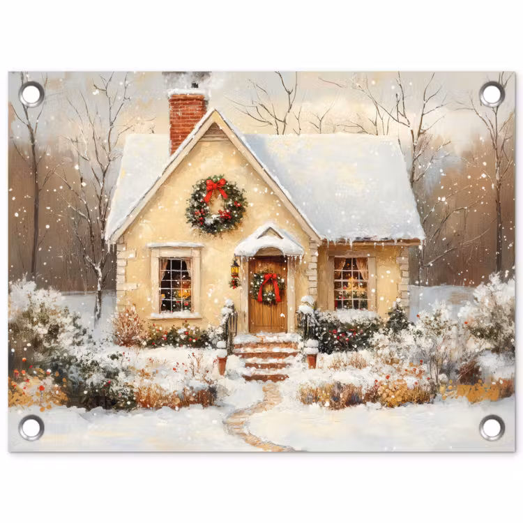 Tuinposter - Kerst - Huis - Winter - Sneeuw — 1