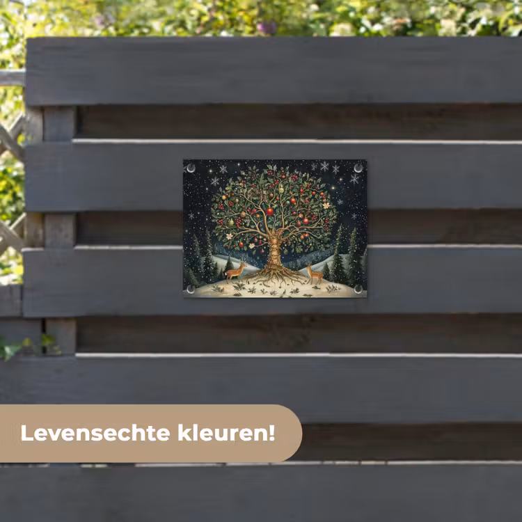 Tuinposter - Feestboom - Winterhemel - Kleurrijk — 6