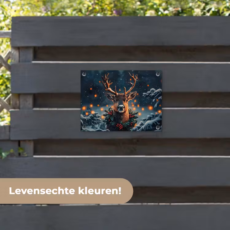 Tuinposter - Hert - Kerst - Winter - Sneeuw - Kerstkrans — 6
