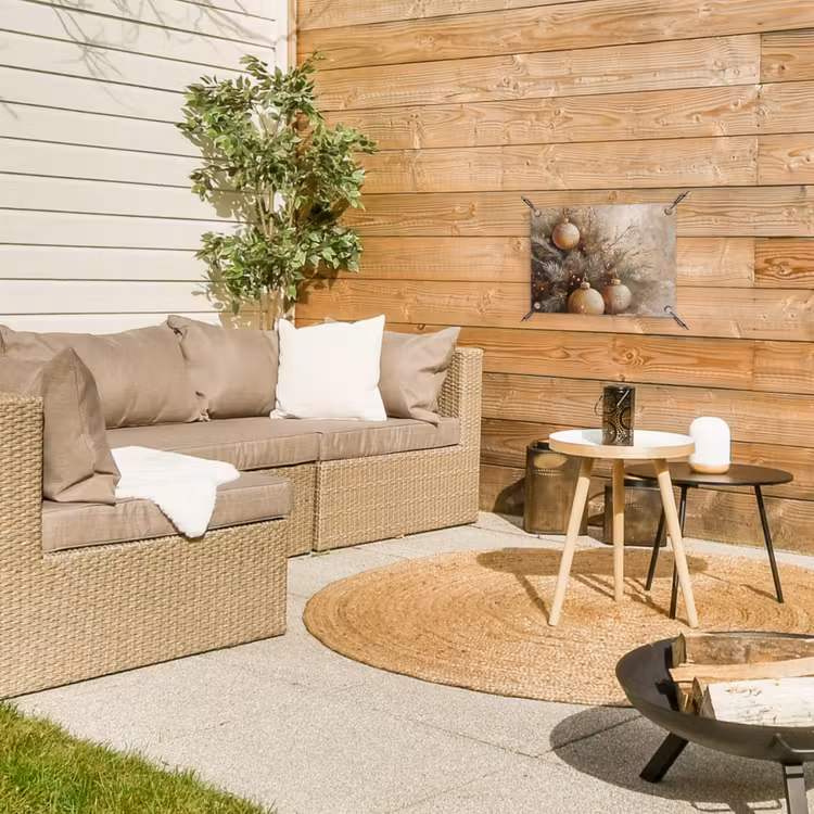 Tuinposter - Kerst - Kerstballen - Beige - Goud — 2