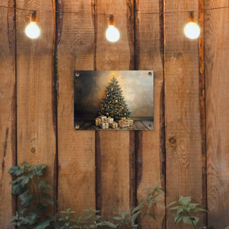 Tuinposter - Kerstboom - Cadeaus - Goud — 3
