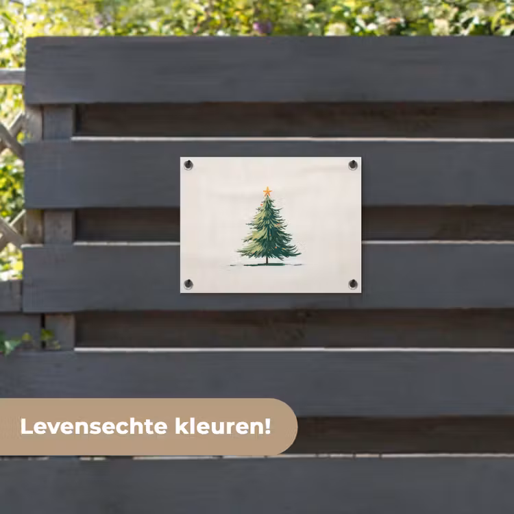 Tuinposter - Kerstboom - Illustratie - Ster - Sneeuw — 6