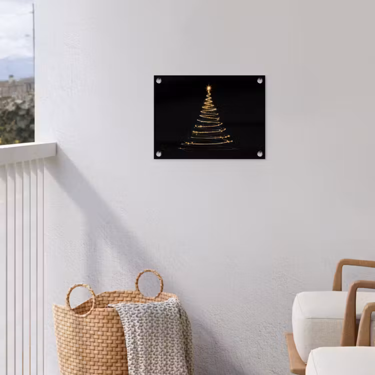 Tuinposter - Magisch - Kerstboom - Lichtspiralen - Zwart — 5