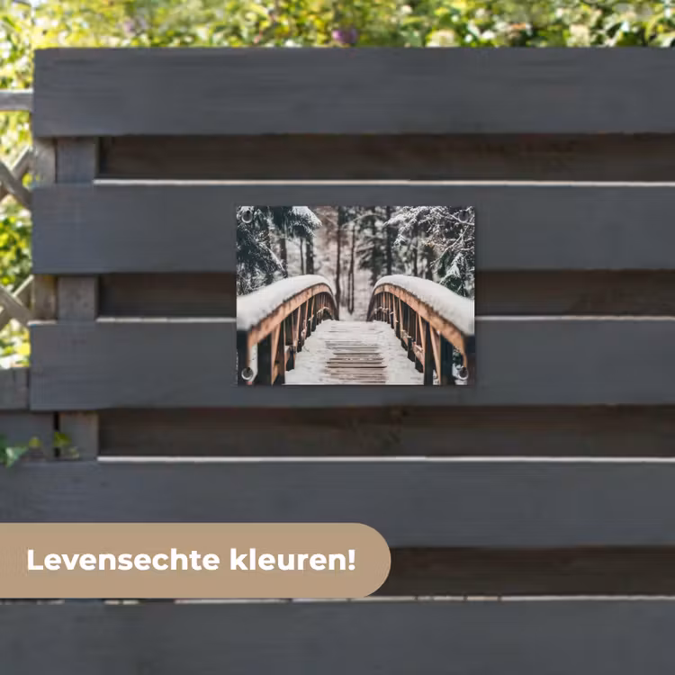 Tuinposter - Brug - Winterlandschap - Bos - Natuur - Sneeuw — 6