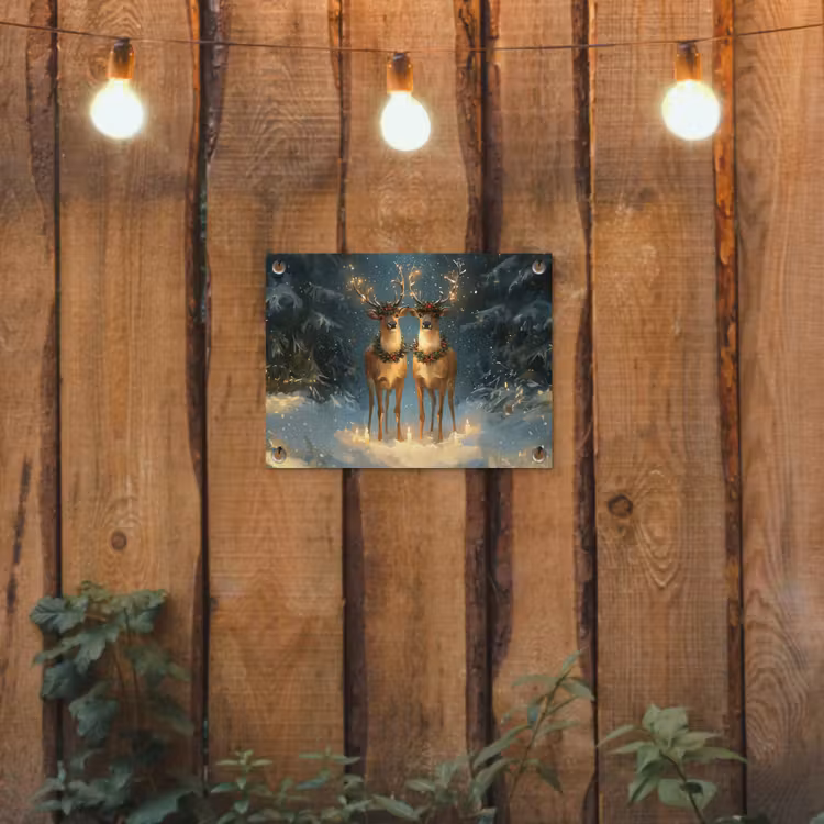 Tuinposter - Dennensprookje - Rendier - Nacht — 3