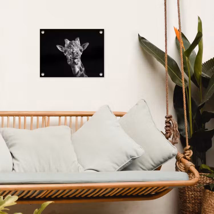 Tuinposter - Giraffe - Dier - Zwart - Wit — 4