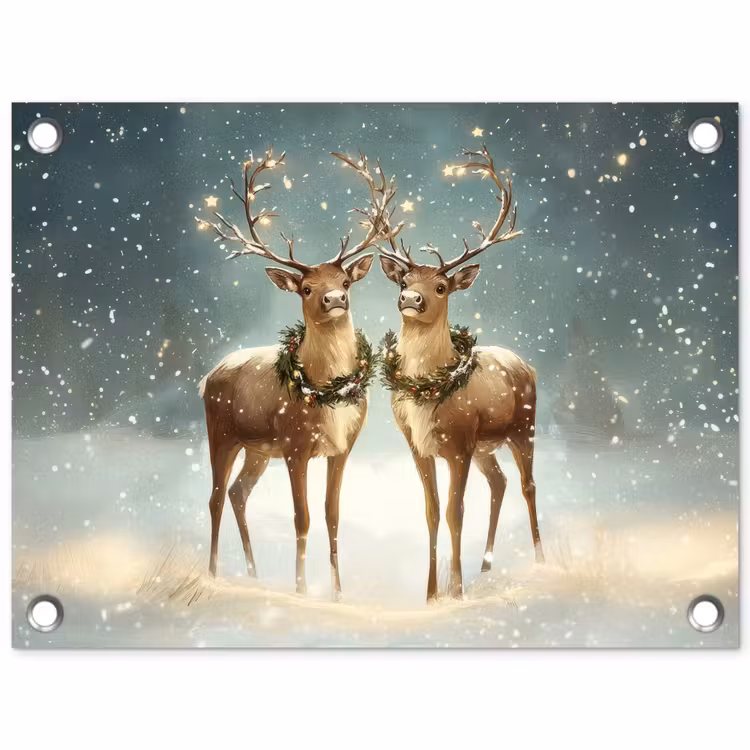 Tuinposter - Kerstmagie - Winterwoud - Rendier — 1