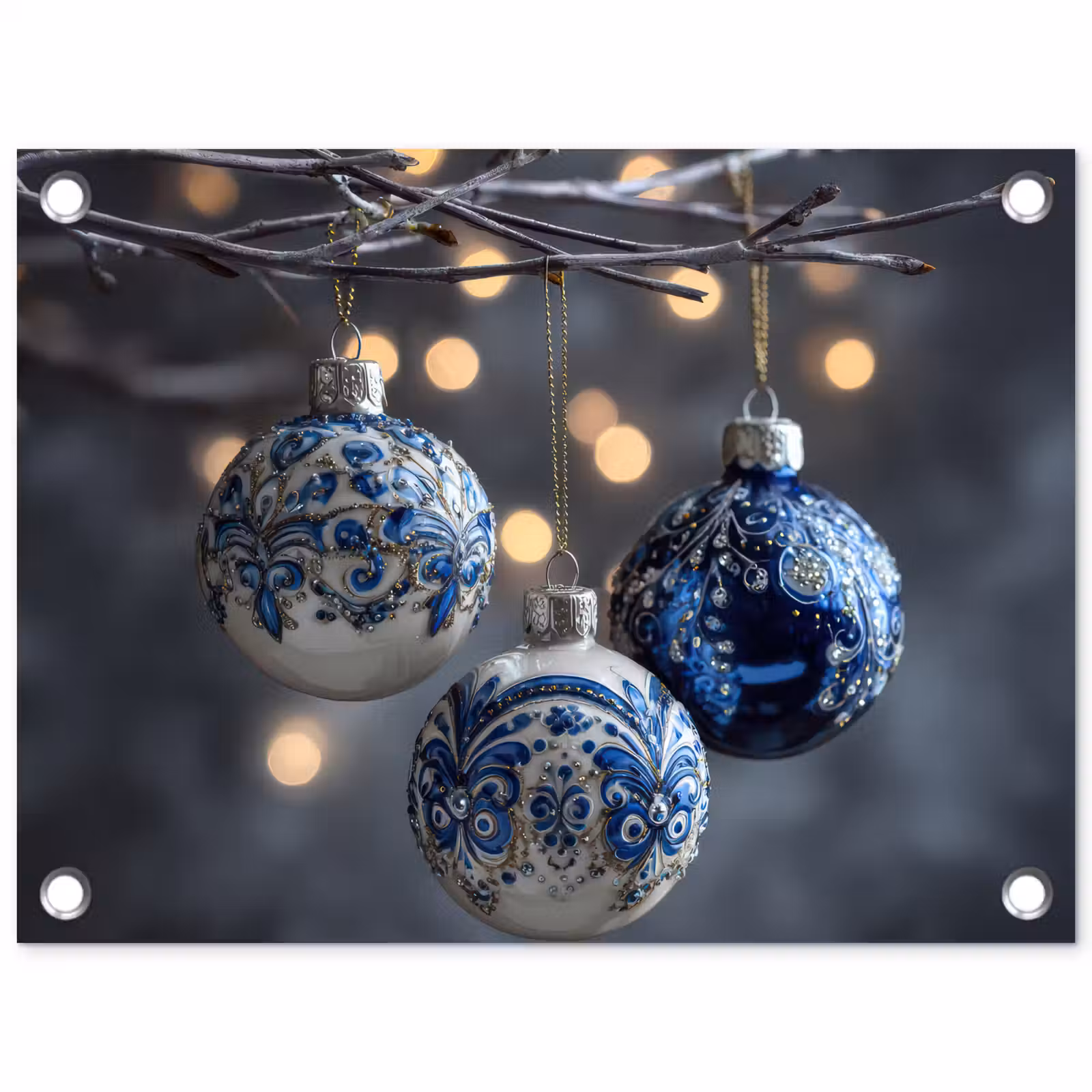 Tuinposter - Kerstbal - Versierd - Blauw — 1