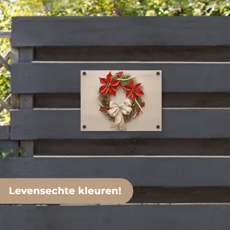 Tuinposter - Deurkrans - Strik - Kerst - Rood - Groen — 6