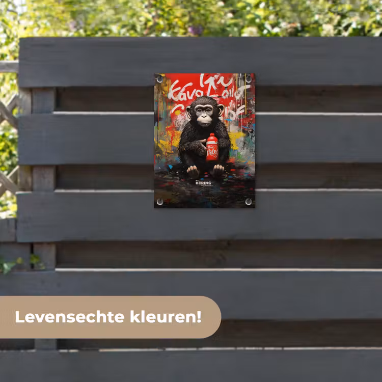 Tuinposter - Chimpansee voor graffiti muur — 6