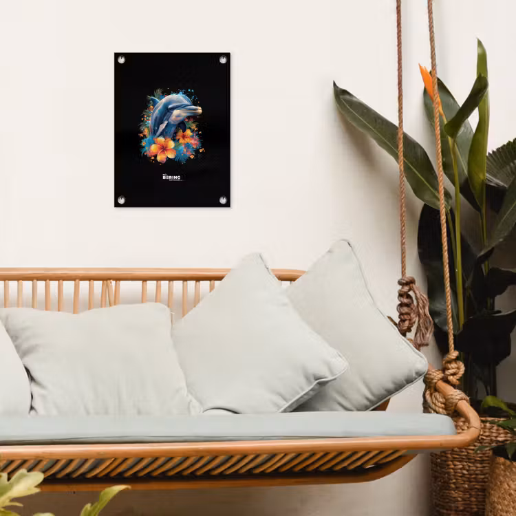 Tuinposter - Dolfijn te midden van graffiti bloemen — 4