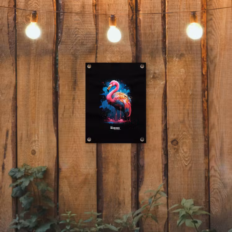 Tuinposter - Gekleurde flamingo voor een verfexplosie — 3
