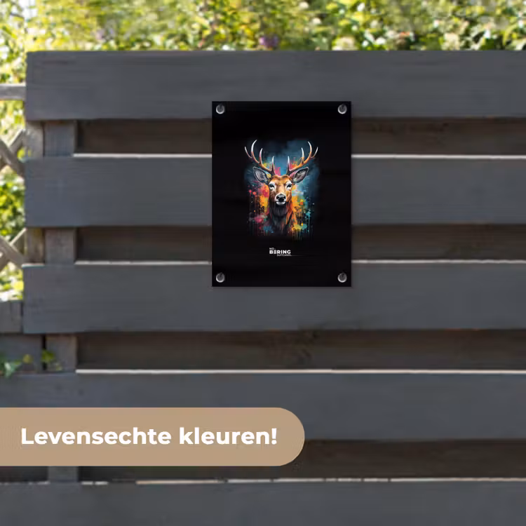 Tuinposter - Hert met gewei tussen graffiti spray — 6