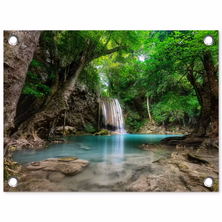 Tuinposter - Jungle - Waterval - Planten - Water - Natuur — 1