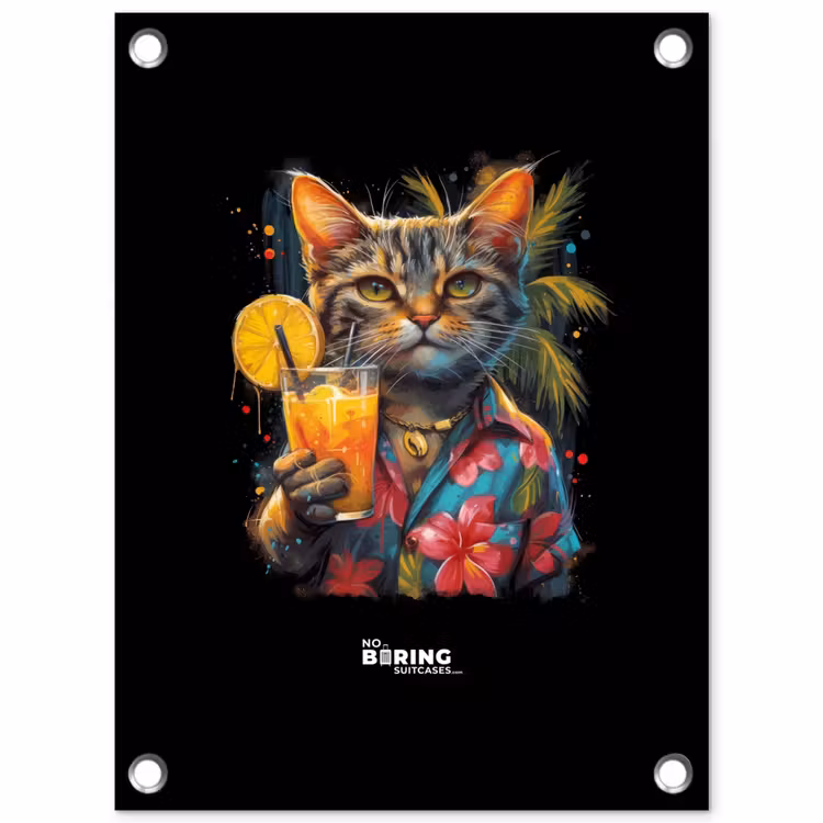 Tuinposter - Kat in tropische street art stijl — 1