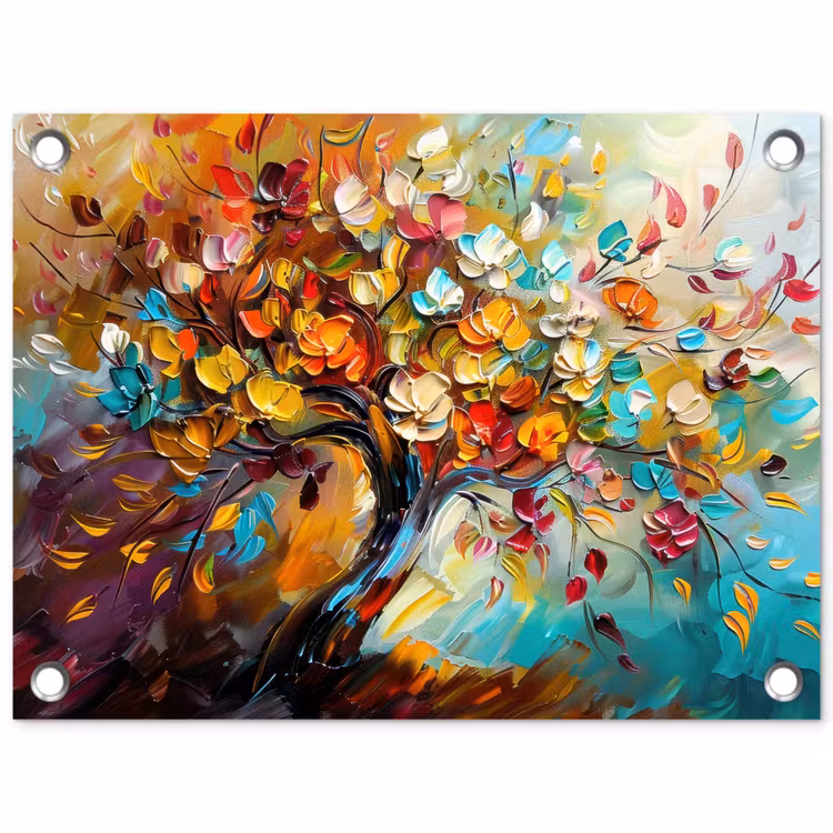 Tuinposter - Boom - Abstract - Kleurrijk - Bloemen — 1