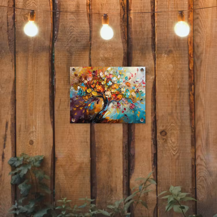 Tuinposter - Boom - Abstract - Kleurrijk - Bloemen — 2