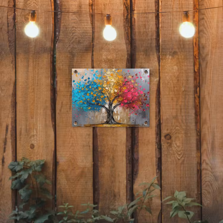 Tuinposter - Boom - Kleurrijk - Grijs - Modern — 3