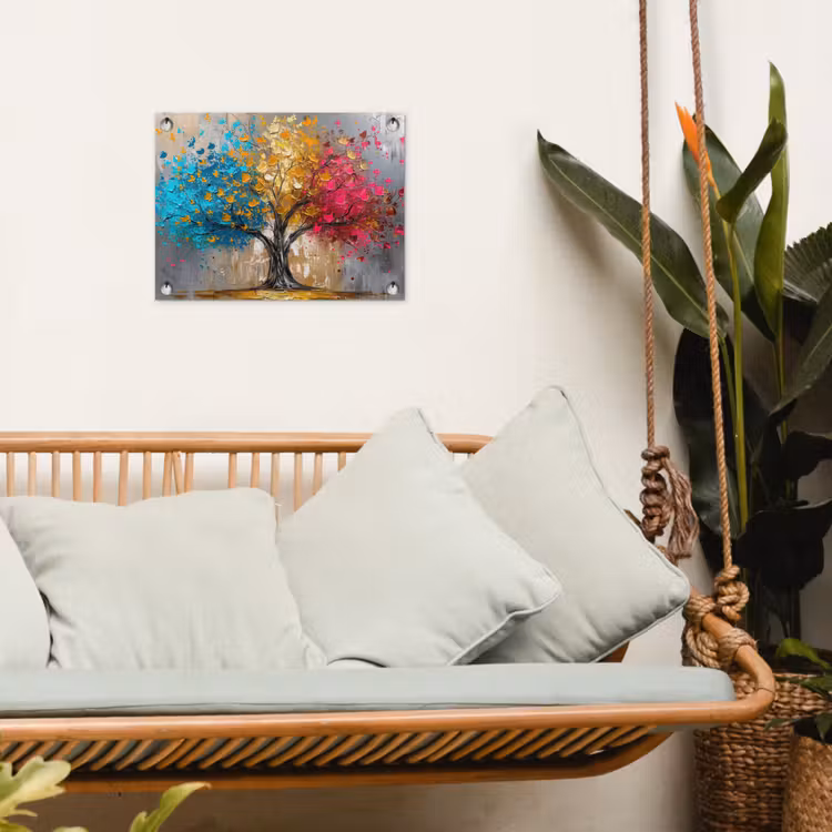 Tuinposter - Boom - Kleurrijk - Grijs - Modern — 4