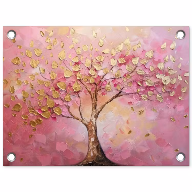 Tuinposter - Boom - Roze - Goud - Modern — 1