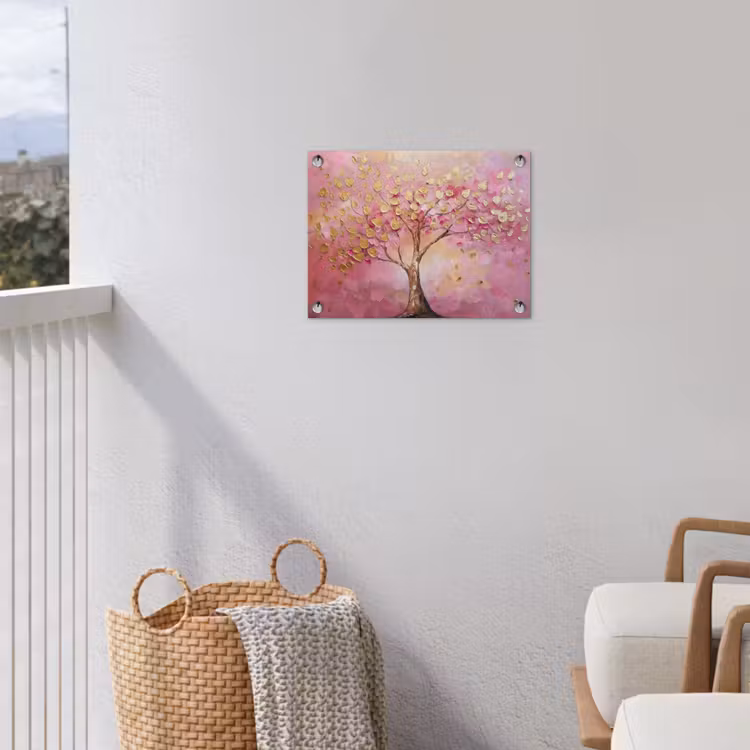 Tuinposter - Boom - Roze - Goud - Modern — 5