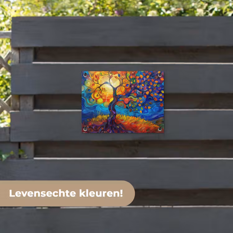 Tuinposter - Boom - Zon - Verflook - Kleuren - Abstract — 6