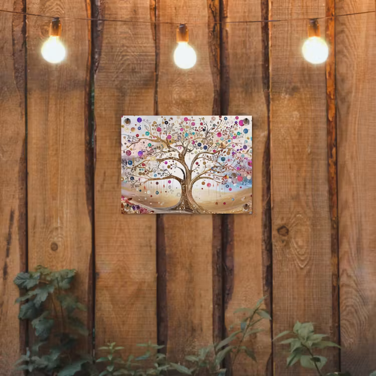 Tuinposter - Levensboom - Goud - Kleurrijk - Abstract - Aesthetic — 3