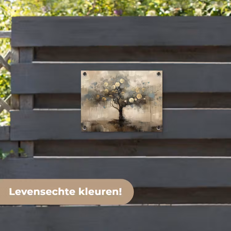Tuinposter - Beige - Abstract - Boom - Goud — 6