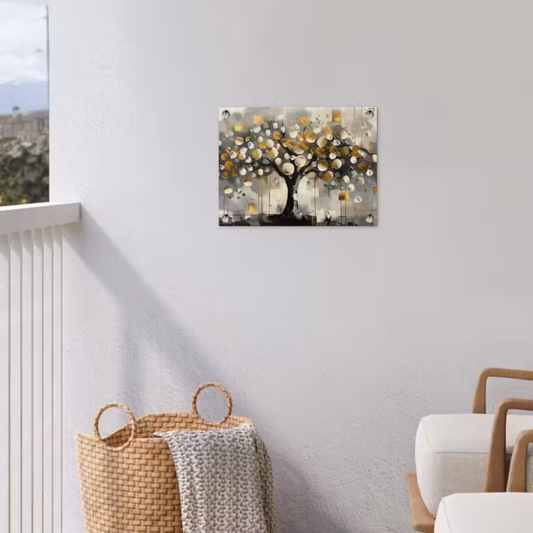 Tuinposter - Boom - Abstract - Beige - Goud - Zwart — 5