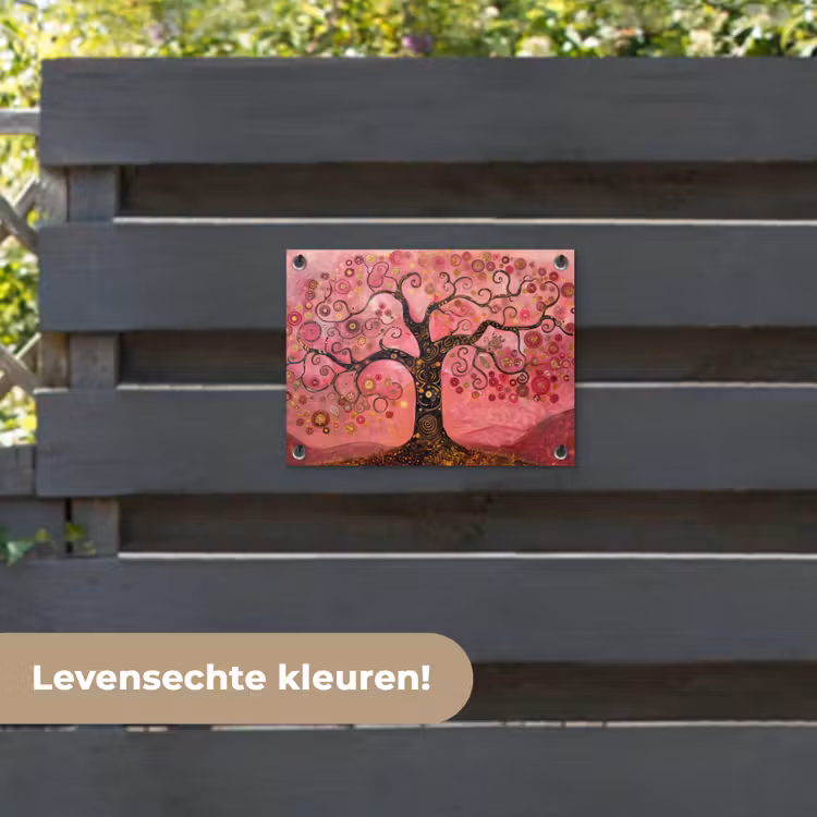 Tuinposter - Boom - Levensboom - Roze - Goud — 6