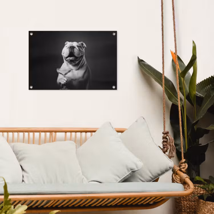 Tuinposter - Buldog - Hond - Glas — 4