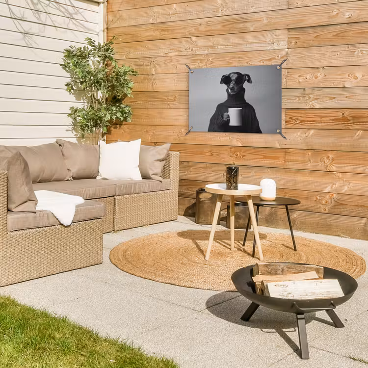 Tuinposter - Coltrui - Hond - Bril - Mok — 2
