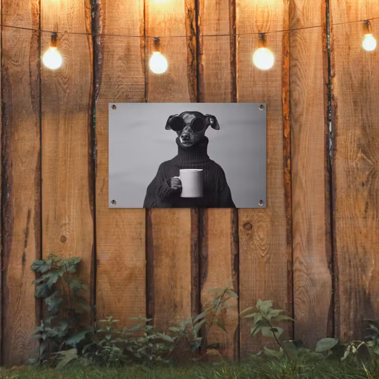 Tuinposter - Coltrui - Hond - Bril - Mok — 3